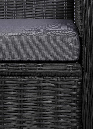 Tuinstoelen 2 st met kussens poly rattan zwart