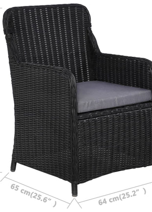 Tuinstoelen 2 st met kussens poly rattan zwart