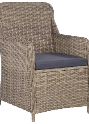 Tuinstoelen 2 st met kussens poly rattan bruin
