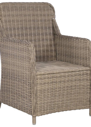 Tuinstoelen 2 st met kussens poly rattan bruin