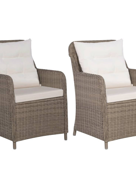 Tuinstoelen 2 st met kussens poly rattan bruin