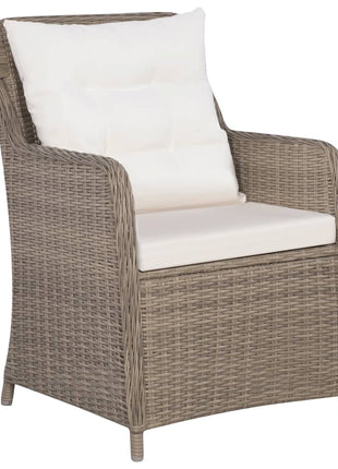 Tuinstoelen 2 st met kussens poly rattan bruin