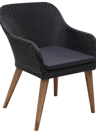 Tuinstoelen 2 st met kussens poly rattan zwart