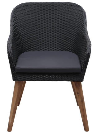 Tuinstoelen 2 st met kussens poly rattan zwart