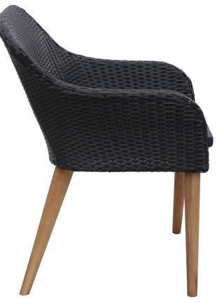 Tuinstoelen 2 st met kussens poly rattan zwart