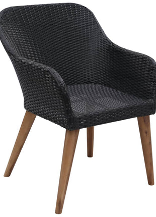 Tuinstoelen 2 st met kussens poly rattan zwart