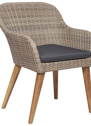 Tuinstoelen 2 st met kussens poly rattan bruin