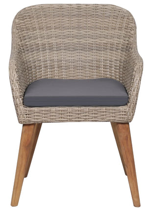 Tuinstoelen 2 st met kussens poly rattan bruin