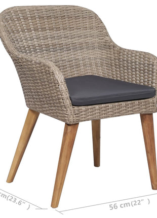 Tuinstoelen 2 st met kussens poly rattan bruin