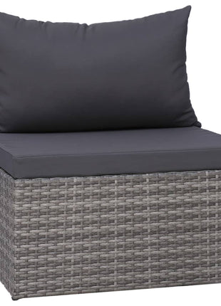 7-Delige Loungeset Met Kussens Poly Rattan Grijs