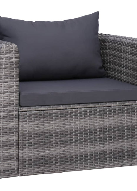 Tuinstoel met kussens poly rattan grijs