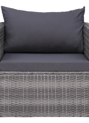 Tuinstoel met kussens poly rattan grijs
