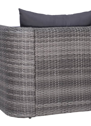 Tuinstoel met kussens poly rattan grijs