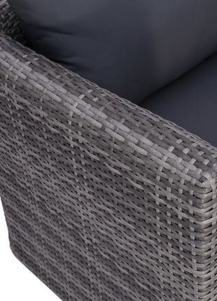 Tuinstoel met kussens poly rattan grijs