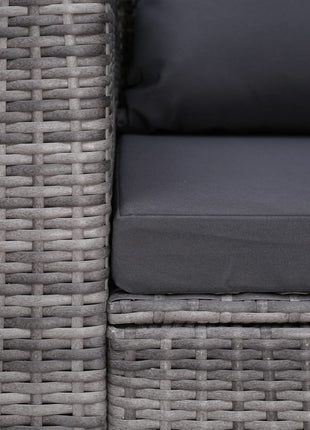 Tuinstoel met kussens poly rattan grijs