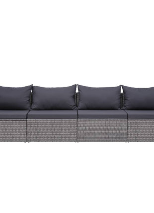 4-Delige Loungeset Met Kussens Poly Rattan Grijs