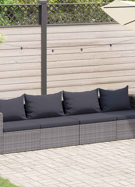 4-Delige Loungeset Met Kussens Poly Rattan Grijs