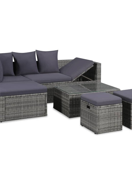 Loungeset Met Kussens Poly Rattan