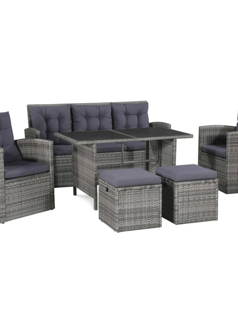 6-Delige Tuinset Met Kussens Poly Rattan