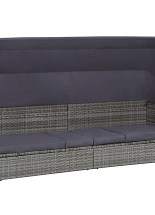 Tuinbed Met Luifel 205X62 Cm Poly Rattan
