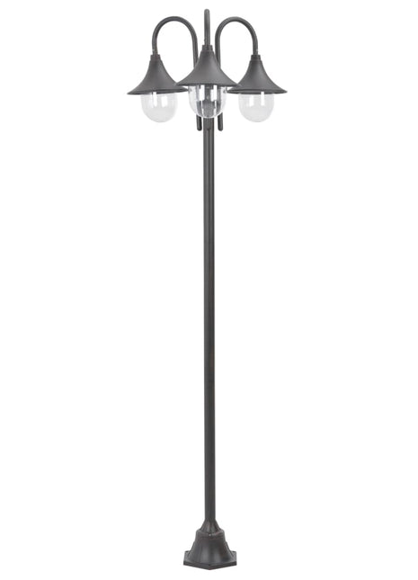 Paalverlichting tuin E27 220 cm aluminium brons 3-delig