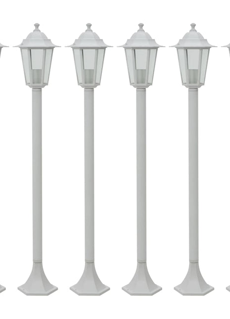 Paalverlichting voor tuin E27 110 cm aluminium wit 6 st