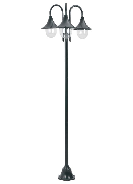 Paalverlichting tuin E27 220 cm aluminium donkergroen 3-delig