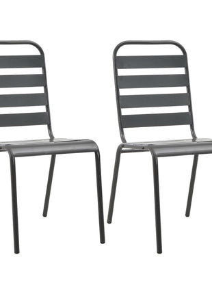 Tuinstoelen stapelbaar 2 st staal grijs