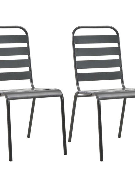 Tuinstoelen stapelbaar 2 st staal grijs