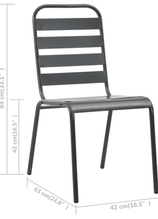 Tuinstoelen stapelbaar 2 st staal grijs