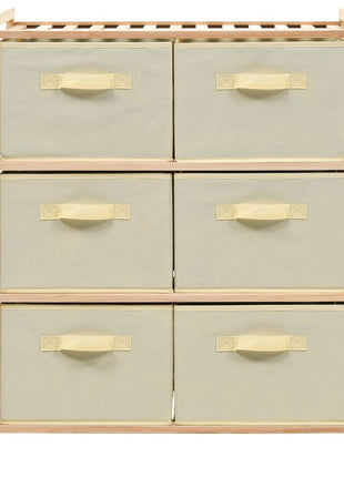 Opbergmeubel Met 6 Stoffen Manden Cederhout Beige