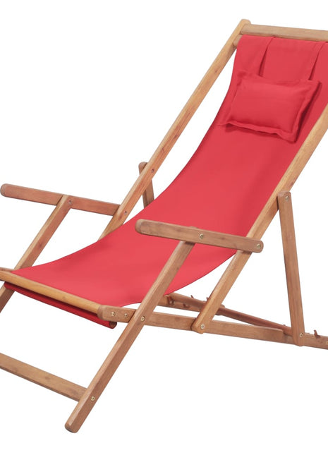 Strandstoel inklapbaar stof en houten frame rood