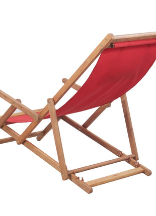 Strandstoel inklapbaar stof en houten frame rood