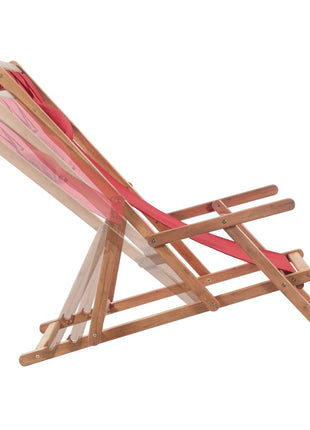 Strandstoel inklapbaar stof en houten frame rood