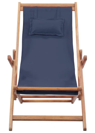 Strandstoel inklapbaar stof en houten frame blauw