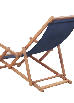 Strandstoel inklapbaar stof en houten frame blauw