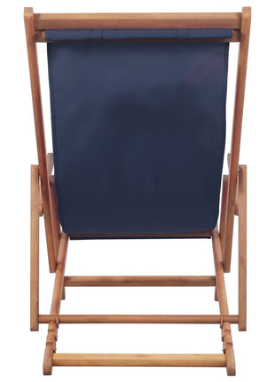 Strandstoel inklapbaar stof en houten frame blauw
