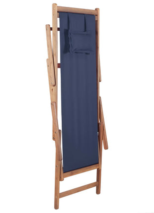 Strandstoel inklapbaar stof en houten frame blauw