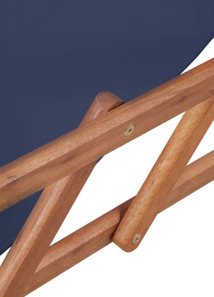 Strandstoel inklapbaar stof en houten frame blauw