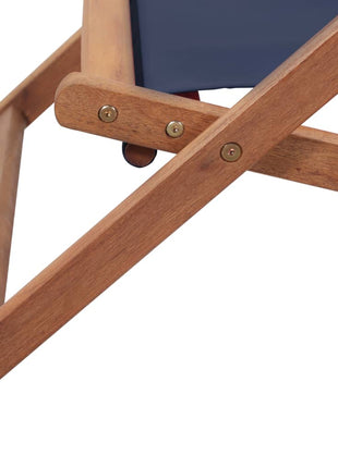 Strandstoel inklapbaar stof en houten frame blauw