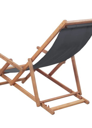 Strandstoel inklapbaar stof en houten frame grijs