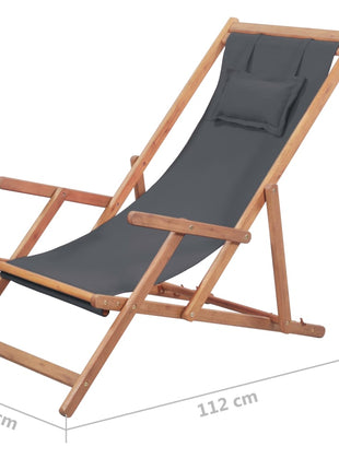Strandstoel Inklapbaar Stof En Houten Frame Grijs