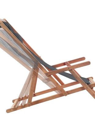 Strandstoel inklapbaar stof en houten frame grijs
