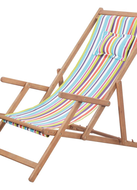 Strandstoel inklapbaar stof en houten frame meerkleurig