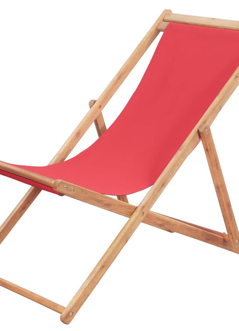 Strandstoel inklapbaar stof en houten frame rood