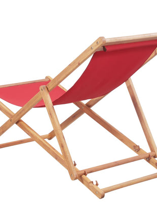 Strandstoel inklapbaar stof en houten frame rood
