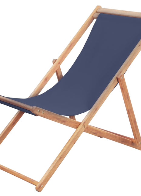 Strandstoel inklapbaar stof en houten frame blauw