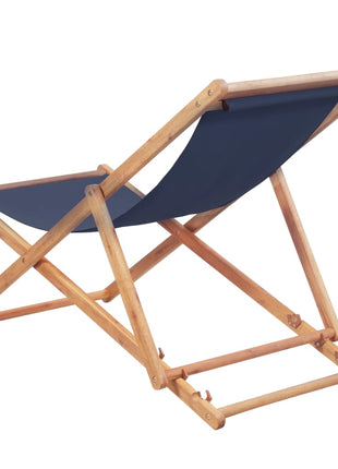 Strandstoel inklapbaar stof en houten frame blauw