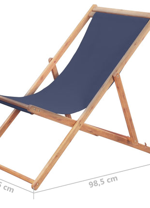Strandstoel inklapbaar stof en houten frame blauw