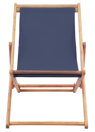 Strandstoel inklapbaar stof en houten frame blauw